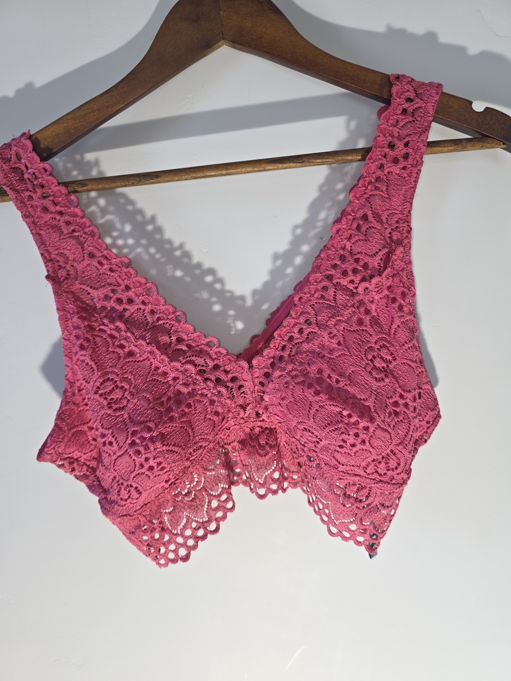 aerie Hot Pink Lace Bralette with Scalloped Trim